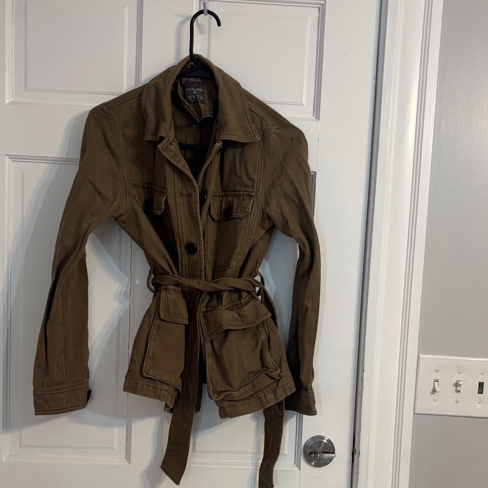 Women's Olive Utility Belted Jacket